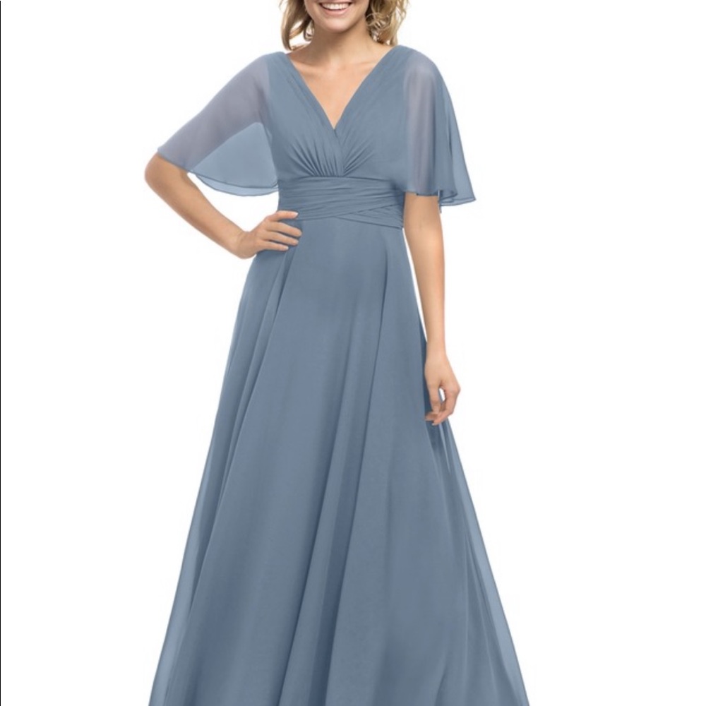 Azazie “Pamela” in Dusty Blue dress